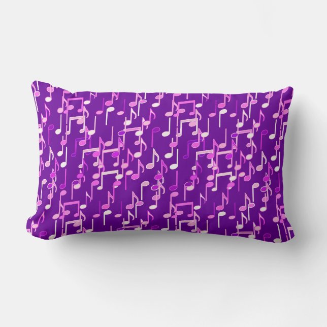 Muzieknoten afdruk - paars violet, multi kussen (Voorkant)