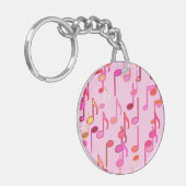 Muzieknoten afdruk - roze, multi sleutelhanger (Voorkant Links)
