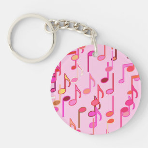 Muzieknoten afdruk - roze, multi sleutelhanger