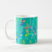 Muzieknoten afdruk - turquoise, multi koffiemok (Links)