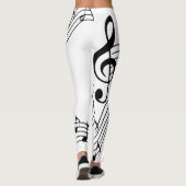 Muzieknoten B&W Yoga Pilates Hot Pants Leggings (Achterkant)