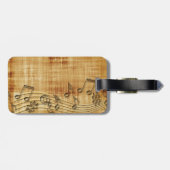 muzieknoten Bagagelabel met lederen riem (Achterkant horizontaal)