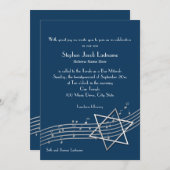 Muzieknoten Bar Mitzvah Custom5 Uitnodiging (Voorkant / Achterkant)