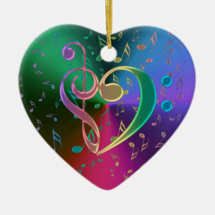 muzieknoten Behandelbare Bass Clef Heart Ornament