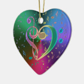 muzieknoten Behandelbare Bass Clef Heart Ornament (Links)