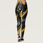 Muzieknoten Black Gold Modern Leggings (Achterkant)