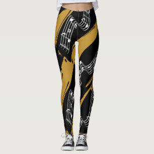 Muzieknoten Black Gold Modern Leggings