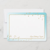 Muzieknoten Blauw en Goud Vlak Dank U Kaart (Voorkant)