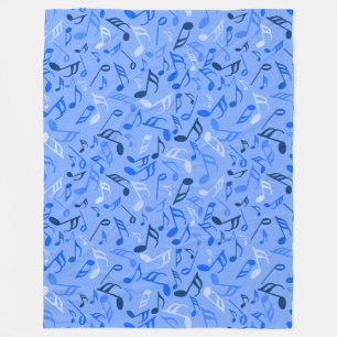 Muzieknoten blauw fleece deken