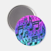 Muzieknoten Blauw Groen Aqua Roze Swirly Patroon Magneet (Voorkant / Achterkant)