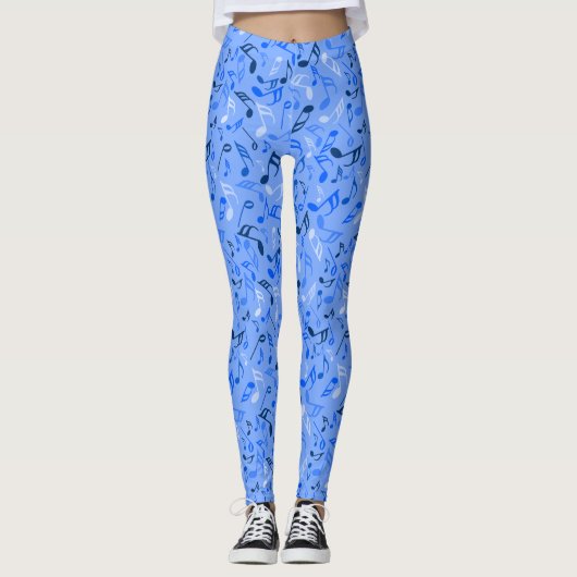 Muzieknoten blauw leggings (Voorkant)