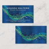 Muzieknoten | Blauw metaal Visitekaartje (Voorkant / Achterkant)