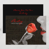 muzieknoten bloedige Valentijnsdag rode roos Kaart (Voorkant / Achterkant)