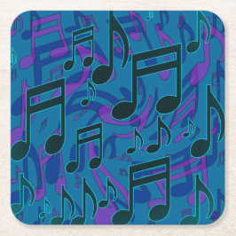 Muzieknoten Blue Green Paars Musical Patroon Kartonnen Onderzetters