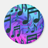 muzieknoten Blue Paars Aqua Pattern Magneet (Voorkant)