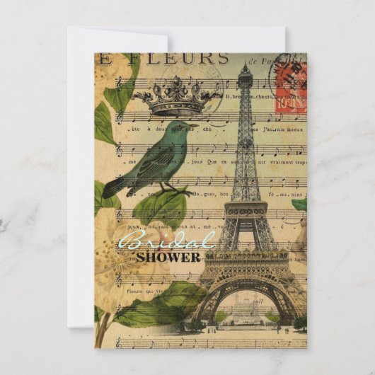 muzieknoten botanische parijs eiffeltoren kaart (Voorkant)