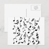 Muzieknoten Briefkaart - wit en zwart (Voorkant / Achterkant)