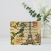 muzieknoten camellia franse parijs eiffeltoren briefkaart (Staand voorkant)
