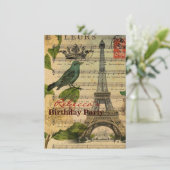 muzieknoten camellia franse parijs eiffeltoren kaart (Staand voorkant)