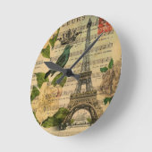 muzieknoten camellia franse parijs eiffeltoren ronde klok (Hoek)