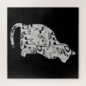 Muzieknoten Cat Lover - Minimalistische muzikant Legpuzzel (Horizontaal)