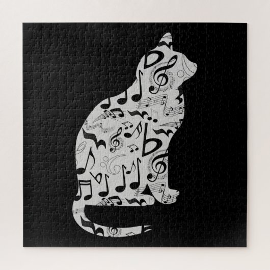 Muzieknoten Cat Lover - Minimalistische muzikant Legpuzzel (Verticaal)