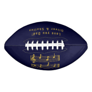 MUZIEKNOTEN D.A.D. IN DONKERMARINE BLAUW EN GOUD AMERICAN FOOTBALL