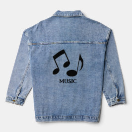Muzieknoten Design Denim Jasje Jacket