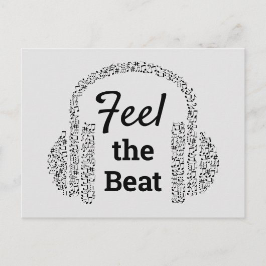Muzieknoten DJ-koptelefoons moderne Briefkaart (Voorkant)
