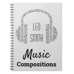 Muzieknoten DJ-koptelefoons moderne Notitieboek