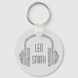 Muzieknoten DJ-koptelefoons moderne Sleutelhanger