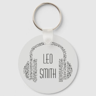 Muzieknoten DJ-koptelefoons moderne Sleutelhanger