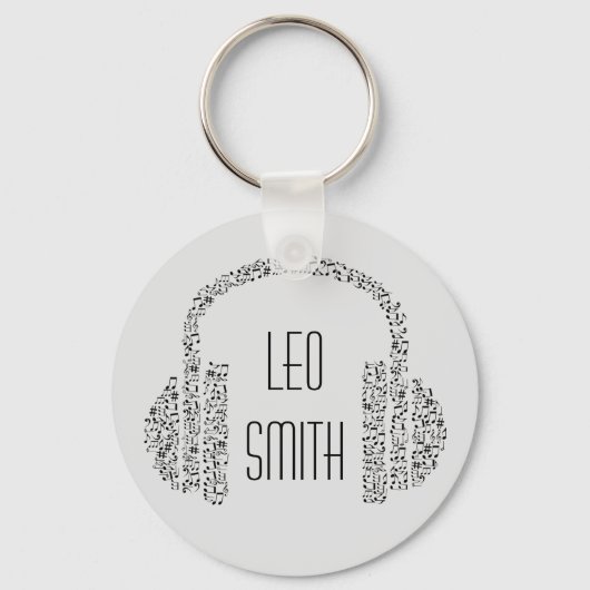 Muzieknoten DJ-koptelefoons moderne Sleutelhanger (Voorkant)