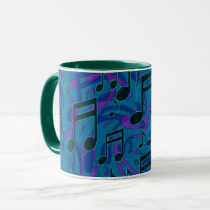 Muzieknoten Draaikolk Muziekaal Patroon Blauw Gro Mok