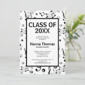 Muzieknoten Eenvoudig muzikant Afstuderen Uitnodig Kaart (Staand voorkant)