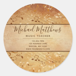  Muzieknoten Elegant Musical Teacher Ronde Sticker