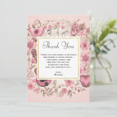 Muzieknoten en bloemen Elegant Dank u Bedankkaart (Staand voorkant)