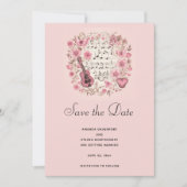 Muzieknoten en bloemen Elegant Save the Date (Voorkant)