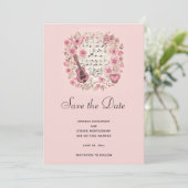 Muzieknoten en bloemen Elegant Save the Date (Staand voorkant)