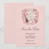 Muzieknoten en bloemen Elegant Save the Date (Voorkant / Achterkant)
