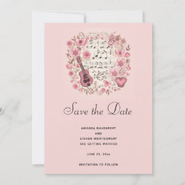 Muzieknoten en bloemen Elegant Save the Date