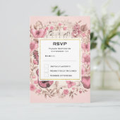 Muzieknoten en bloemen Elegante bruiloft RSVP (Staand voorkant)