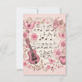 Muzieknoten en bloemen Elegante bruiloft RSVP (Achterkant)