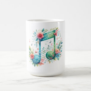 Muzieknoten en Bloemen Koffiemok