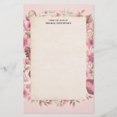 Muzieknoten en Bloemen Retro Stijl Briefpapier (Voorkant)