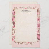 Muzieknoten en Bloemen Retro Stijl Briefpapier (Voorkant / Achterkant)