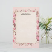 Muzieknoten en Bloemen Retro Stijl Briefpapier (Staand voorkant)