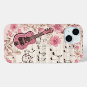 Muzieknoten en Bloemen Retro Stijl Case-Mate iPhone Case (Achterkant (horizontaal))