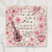 Muzieknoten en Bloemen Retro Stijl Dank U Bedankjes Labels (Achterkant)