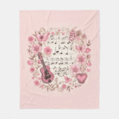 Muzieknoten en Bloemen Retro Stijl Fleece Deken (Voorkant)
